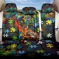Raiders Autism Awareness Back Car Seat Cover Puzzle Flames Rugby Ball