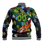 Raiders Autism Awareness Baseball Jacket Puzzle Flames Rugby Ball