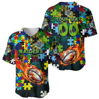 Raiders Autism Awareness Baseball Jersey Puzzle Flames Rugby Ball