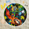 Raiders Autism Awareness Beach Blanket Puzzle Flames Rugby Ball