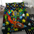 Raiders Autism Awareness Bedding Set Puzzle Flames Rugby Ball