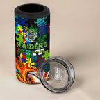 Raiders Autism Awareness 4 in 1 Can Cooler Tumbler Puzzle Flames Rugby Ball