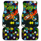 Raiders Autism Awareness Car Mats Puzzle Flames Rugby Ball
