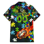 Raiders Autism Awareness Family Matching Long Sleeve Bodycon Dress and Hawaiian Shirt Puzzle Flames Rugby Ball