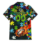 Raiders Autism Awareness Family Matching Mermaid Dress and Hawaiian Shirt Puzzle Flames Rugby Ball