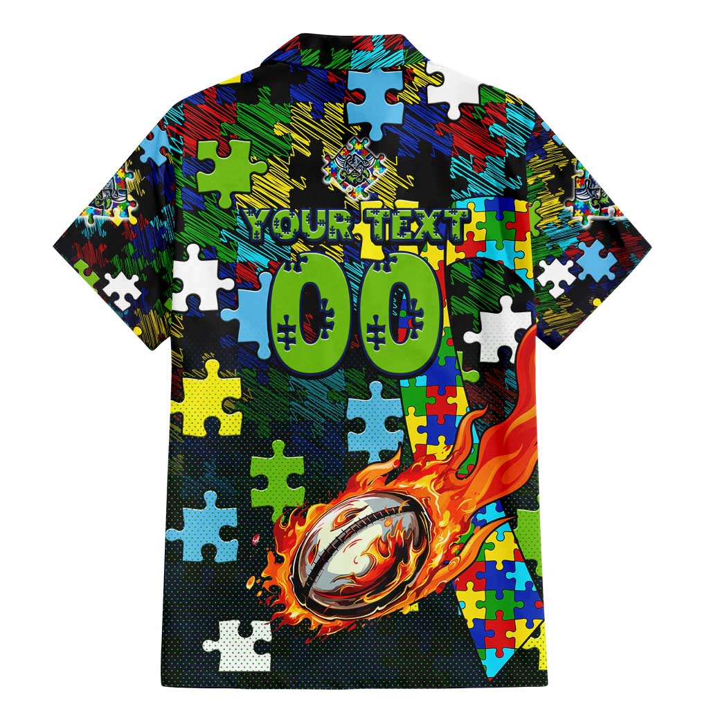 Raiders Autism Awareness Family Matching Mermaid Dress and Hawaiian Shirt Puzzle Flames Rugby Ball