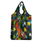 Raiders Autism Awareness Grocery Bag Puzzle Flames Rugby Ball