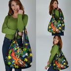 Raiders Autism Awareness Grocery Bag Puzzle Flames Rugby Ball
