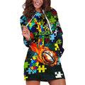 Raiders Autism Awareness Hoodie Dress Puzzle Flames Rugby Ball