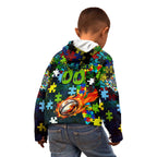 Raiders Autism Awareness Kid Hoodie Puzzle Flames Rugby Ball