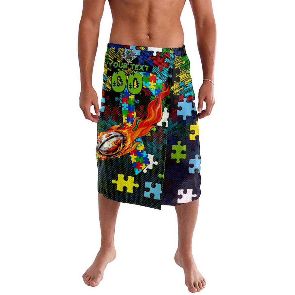 Raiders Autism Awareness Lavalava Puzzle Flames Rugby Ball