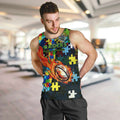 Raiders Autism Awareness Men Tank Top Puzzle Flames Rugby Ball