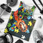 Raiders Autism Awareness Men Tank Top Puzzle Flames Rugby Ball
