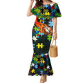 Raiders Autism Awareness Mermaid Dress Puzzle Flames Rugby Ball