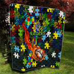 Raiders Autism Awareness Quilt Puzzle Flames Rugby Ball