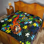 Raiders Autism Awareness Quilt Puzzle Flames Rugby Ball