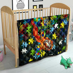 Raiders Autism Awareness Quilt Puzzle Flames Rugby Ball