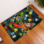 Raiders Autism Awareness Rubber Doormat Puzzle Flames Rugby Ball