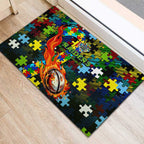 Raiders Autism Awareness Rubber Doormat Puzzle Flames Rugby Ball