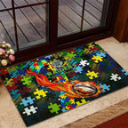 Raiders Autism Awareness Rubber Doormat Puzzle Flames Rugby Ball