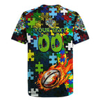 Raiders Autism Awareness Rugby Jersey Puzzle Flames Rugby Ball