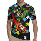 Raiders Autism Awareness Rugby Jersey Puzzle Flames Rugby Ball