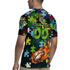 Raiders Autism Awareness Rugby Jersey Puzzle Flames Rugby Ball