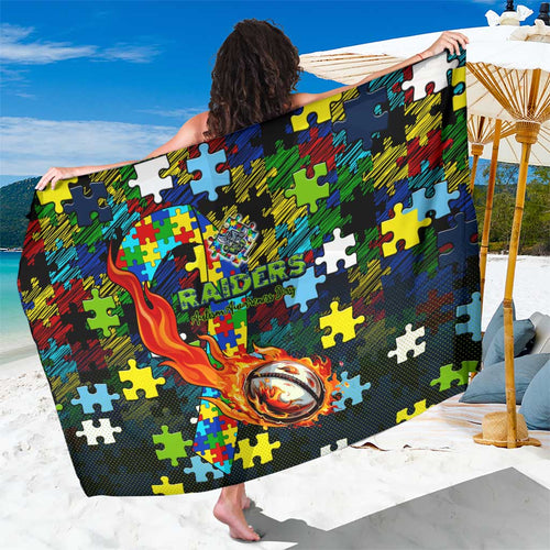 Raiders Autism Awareness Sarong Puzzle Flames Rugby Ball