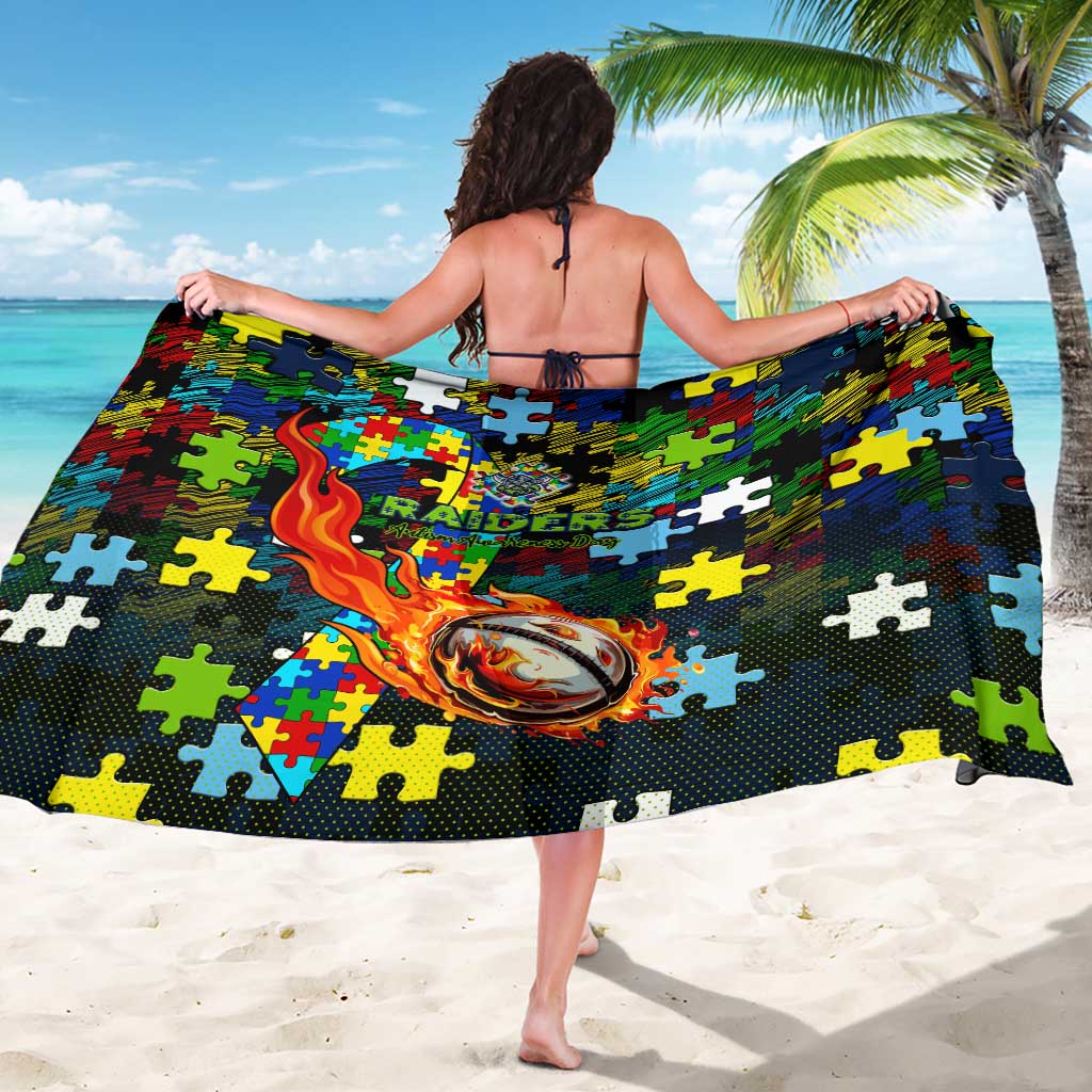 Raiders Autism Awareness Sarong Puzzle Flames Rugby Ball