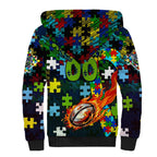 Raiders Autism Awareness Sherpa Hoodie Puzzle Flames Rugby Ball