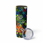 Raiders Autism Awareness Skinny Tumbler Puzzle Flames Rugby Ball