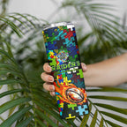 Raiders Autism Awareness Skinny Tumbler Puzzle Flames Rugby Ball