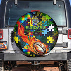 Raiders Autism Awareness Spare Tire Cover Puzzle Flames Rugby Ball