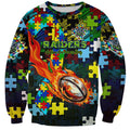Raiders Autism Awareness Sweatshirt Puzzle Flames Rugby Ball