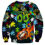 Raiders Autism Awareness Sweatshirt Puzzle Flames Rugby Ball