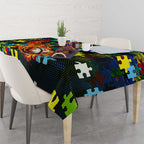 Raiders Autism Awareness Tablecloth Puzzle Flames Rugby Ball