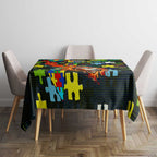 Raiders Autism Awareness Tablecloth Puzzle Flames Rugby Ball