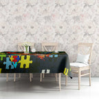 Raiders Autism Awareness Tablecloth Puzzle Flames Rugby Ball