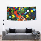 Raiders Autism Awareness Tapestry Puzzle Flames Rugby Ball