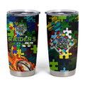 Raiders Autism Awareness Tumbler Cup Puzzle Flames Rugby Ball