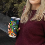 Raiders Autism Awareness Tumbler Cup Puzzle Flames Rugby Ball
