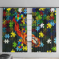 Raiders Autism Awareness Window Curtain Puzzle Flames Rugby Ball