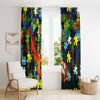 Raiders Autism Awareness Window Curtain Puzzle Flames Rugby Ball