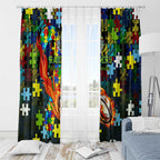 Raiders Autism Awareness Window Curtain Puzzle Flames Rugby Ball