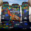 Bulldogs Autism Awareness Back Car Seat Cover Puzzle Flames Rugby Ball