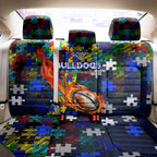 Bulldogs Autism Awareness Back Car Seat Cover Puzzle Flames Rugby Ball