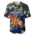 Bulldogs Autism Awareness Baseball Jersey Puzzle Flames Rugby Ball