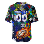 Bulldogs Autism Awareness Baseball Jersey Puzzle Flames Rugby Ball