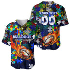 Bulldogs Autism Awareness Baseball Jersey Puzzle Flames Rugby Ball