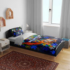 Bulldogs Autism Awareness Bedding Set Puzzle Flames Rugby Ball